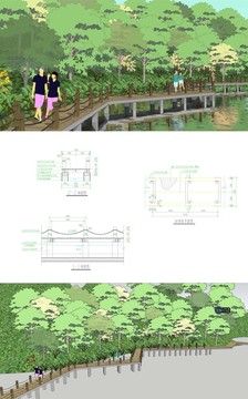 濱水棧道含模型cad和效果圖