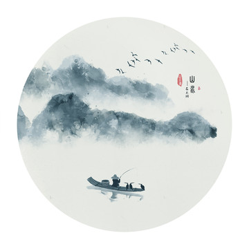 藍(lán)色山水畫