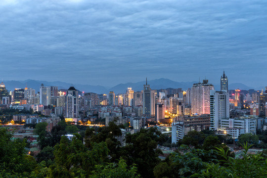 中国福建福州夜景城市风光