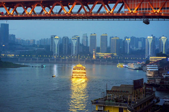 重庆洪崖洞千厮门大桥夜景