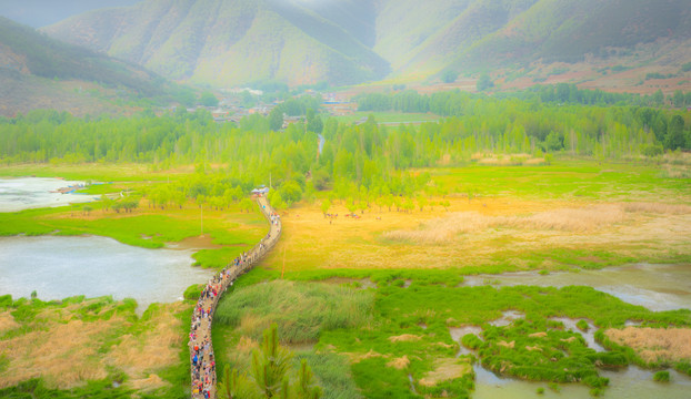 泸沽湖走婚桥风景画