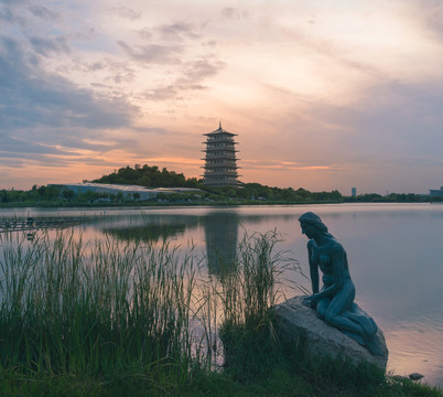 夕照长安塔