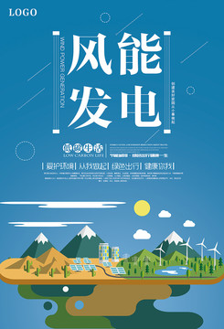 風(fēng)能發(fā)電低碳環(huán)保海報(bào)