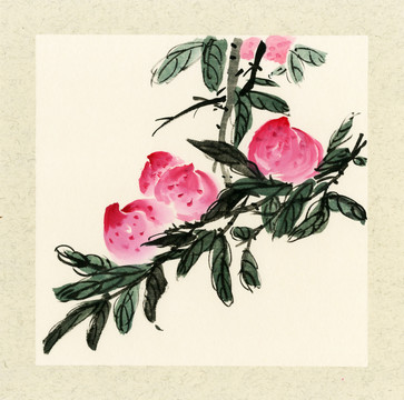 國(guó)畫桃子