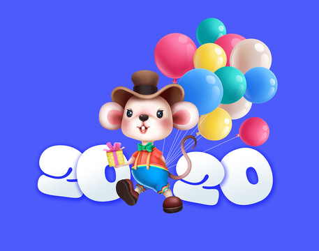 卡通老鼠2020可愛新年