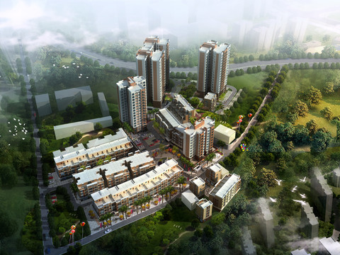 建筑景觀鳥瞰效果圖