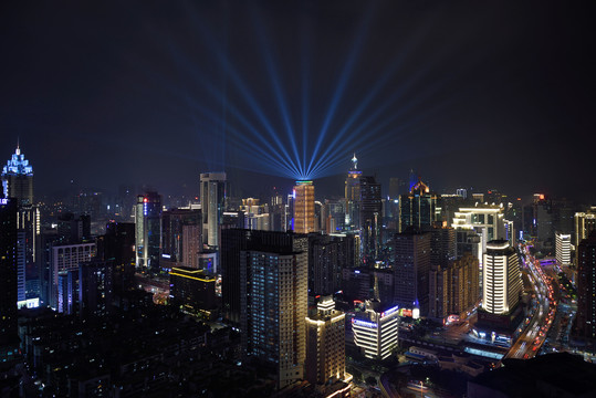 深圳罗湖国贸大厦夜景灯光秀