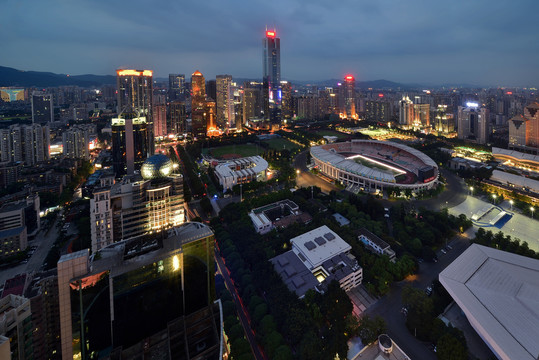 广州天河体育中心城市风光夜景