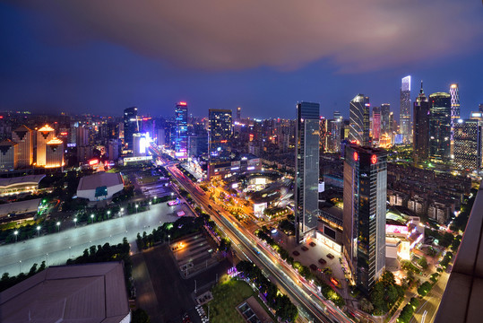 广州天河商圈城市风光夜景