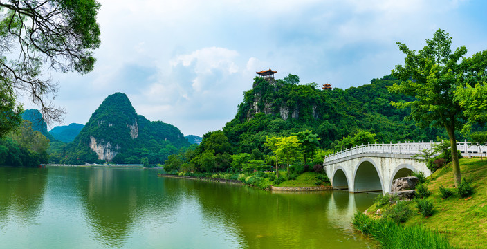 超高像素柳州大龙潭公园山水风景