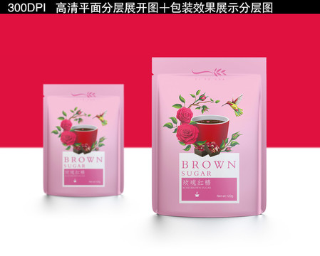 玫瑰紅糖站立袋包裝設(shè)計(jì)