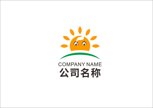 太陽卡通晨曦圖標(biāo)logo