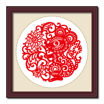 鼠年剪紙之花開(kāi)富貴
