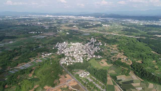 航拍徽州田园