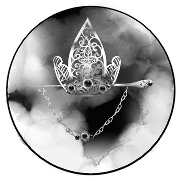 水彩風(fēng)格中國古代飾品發(fā)冠插畫