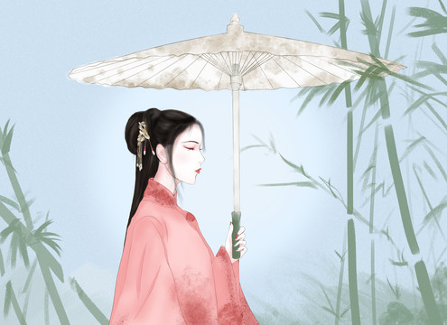 手繪古裝漢服美女