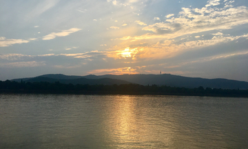 夕阳 湘江 橘子洲头 岳麓山