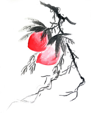 水墨桃子