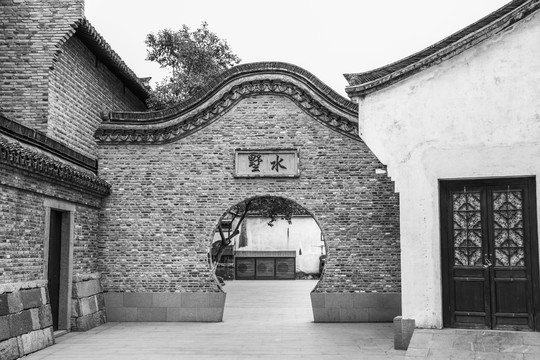 水墨畫徽派建筑
