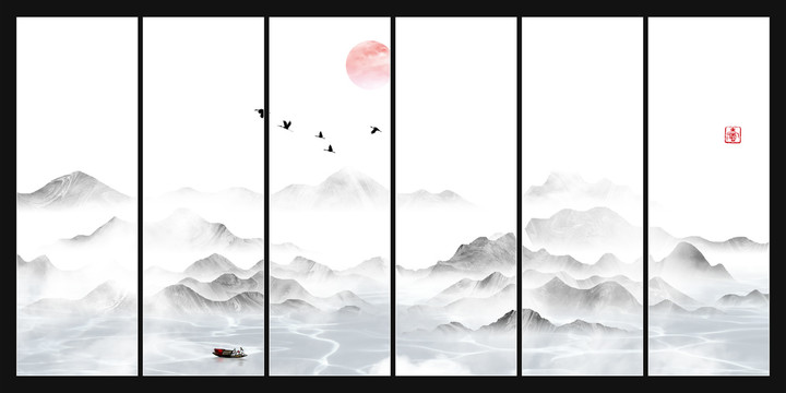 水墨遠(yuǎn)山