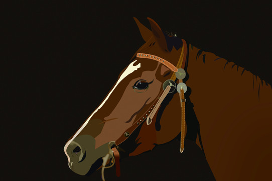 手繪卡通駿馬野馬插畫