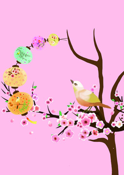 鳥燈籠插畫包裝