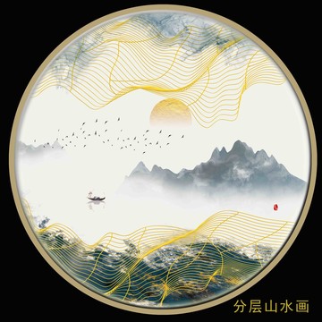 水墨線條掛畫
