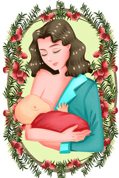 小清新風(fēng)格世界母乳喂養(yǎng)周插畫