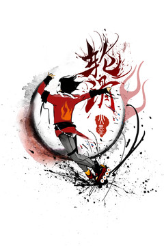 水墨輪滑插畫(huà)T圖火墨系列