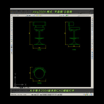 吧椅CAD平面图立面图