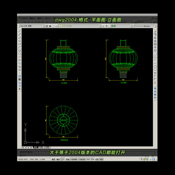 灯笼CAD平面图立面图