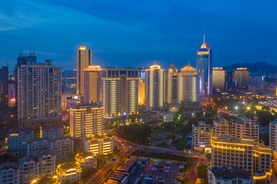 航拍青岛夜景灯光秀