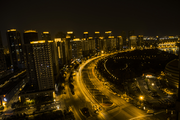 黑金色调夜景 郑州会展中心