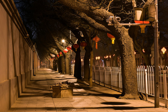 北京老城区街道夜景