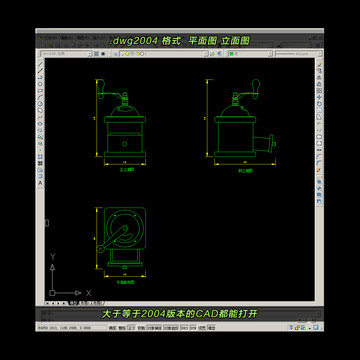 咖啡研磨机CAD平面图立面图