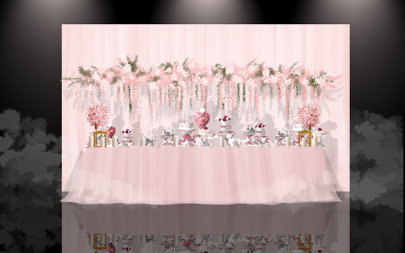 粉色婚禮甜品區(qū)