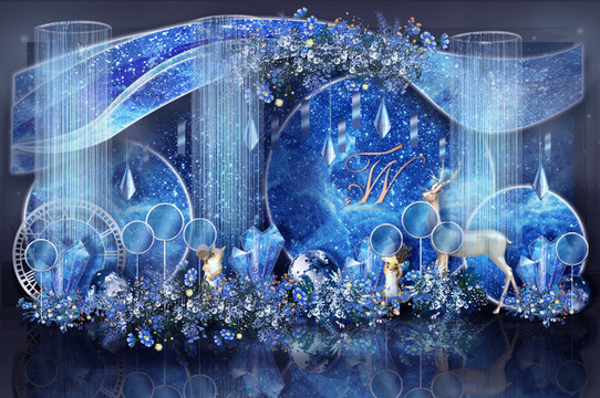 時尚星空藍(lán)色婚禮迎賓