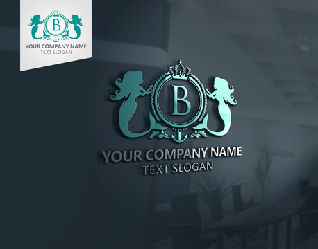 B字母美人魚logo