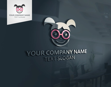 眼鏡小姐姐女孩logo