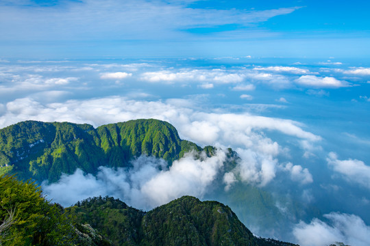 峨眉山的山体与云海