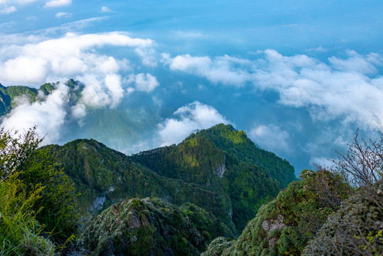 峨眉山的山体与云海