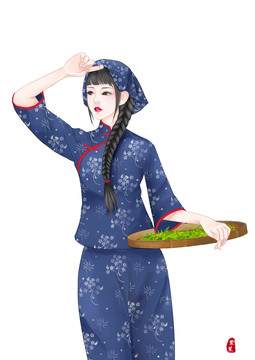 采茶姑娘插畫(huà)