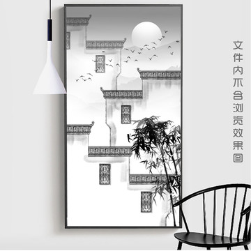 中式徽派建筑玄关装饰画