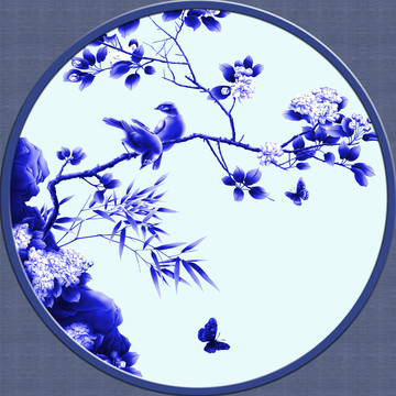 圓形花鳥玄關(guān)圖案