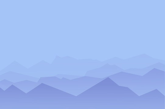 霧天連綿起伏的群山