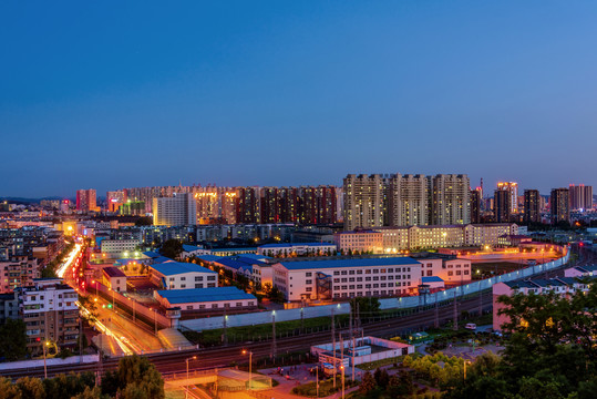 中国东北辽宁省抚顺市夜景风光