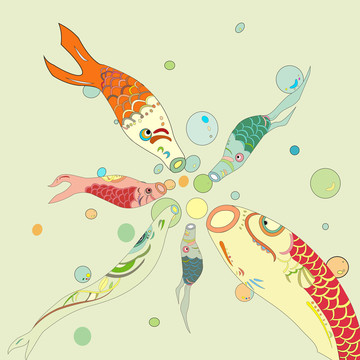 植物花卉鯉魚圖案