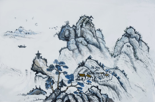 禅意墨韵山水水墨画