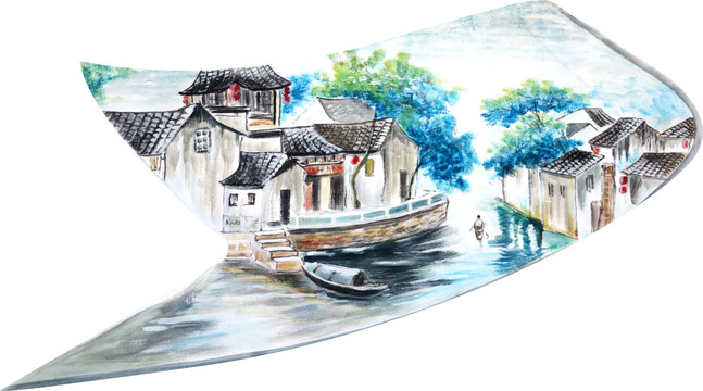 綠色江南水墨畫