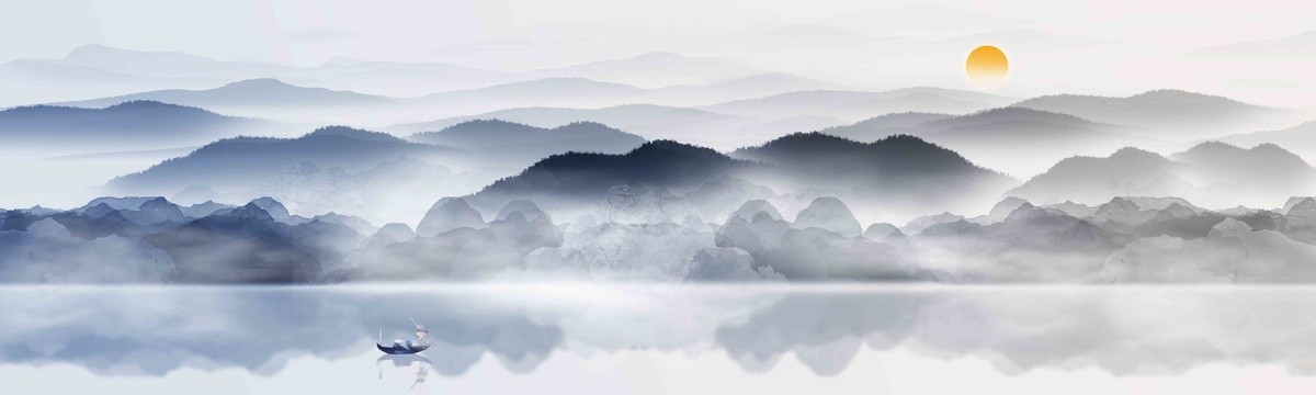 長條水墨山水畫